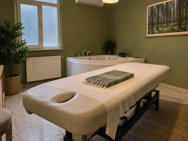 Jakuzili, pencereli aydınlık masaj odası — Güneşli, Masaj Salonun